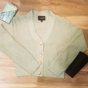 Cropped Knit Cardigan - button up